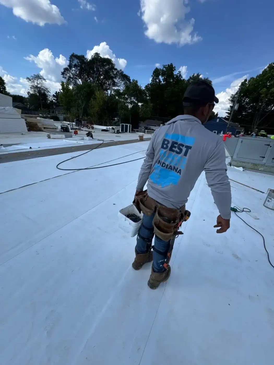 Storm damage documentation on a Hobart commercial building